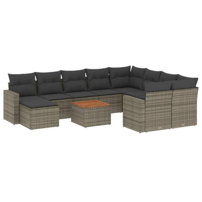 VidaXL Garden Lounge Set with Cushions 11 Pcs, Patio Sofas, Patio Furniture Set, Outdoor Furniture, Grey 3256746