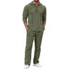Men  Fashion  Leisure  Hooded Hood  Button  Upper Garment  Trousers  Set