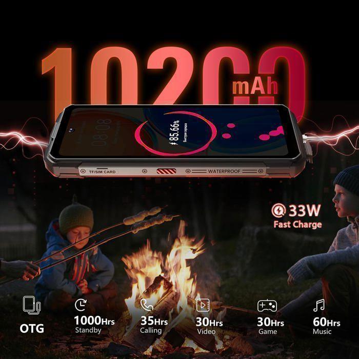 Smartphone Robuste HOTWAV Cyber X Pro 21Go+256Go/2To TF Helio G99, 10200mAh/33W 108MP 6,78''FHD+ Android 13 Téléphone NFC/4G/IP68