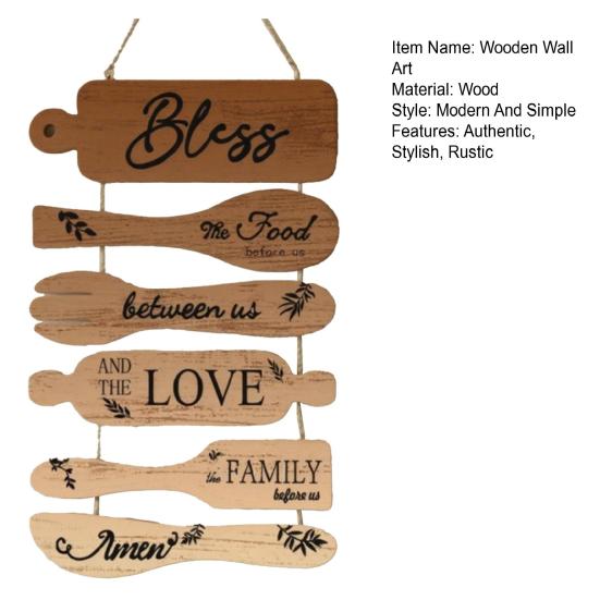 Bless The Food Before Us Kitchen Wall Decor Rustic Wooden Roped Hanging Sign Vintage Farmhouse Wall Art for Kitchen Dining