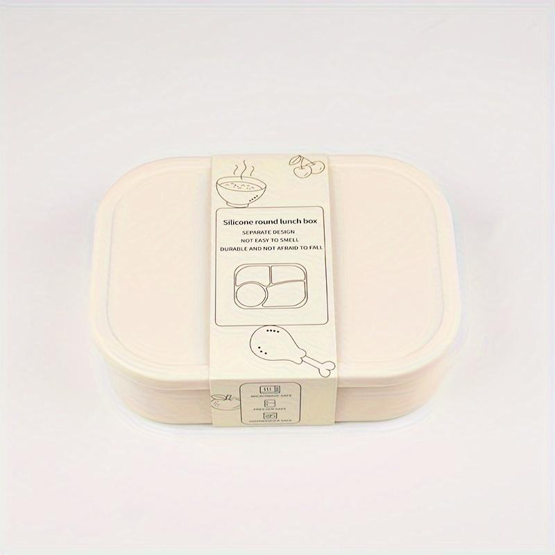 Cutie de prânz Bento din silicon, Sigură pentru microunde, Recipient pentru mâncare cu 4 compartimente etanș, Spălare manuală, Rectangulară, Manual, Ideală pentru angajați de birou și studenți