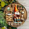 Rustic Wooden Toilet Sign with Charming Gnome Pattern - Decorative Plaque for Bathroom - Ideal Toilet Hanging Ornament MIT
