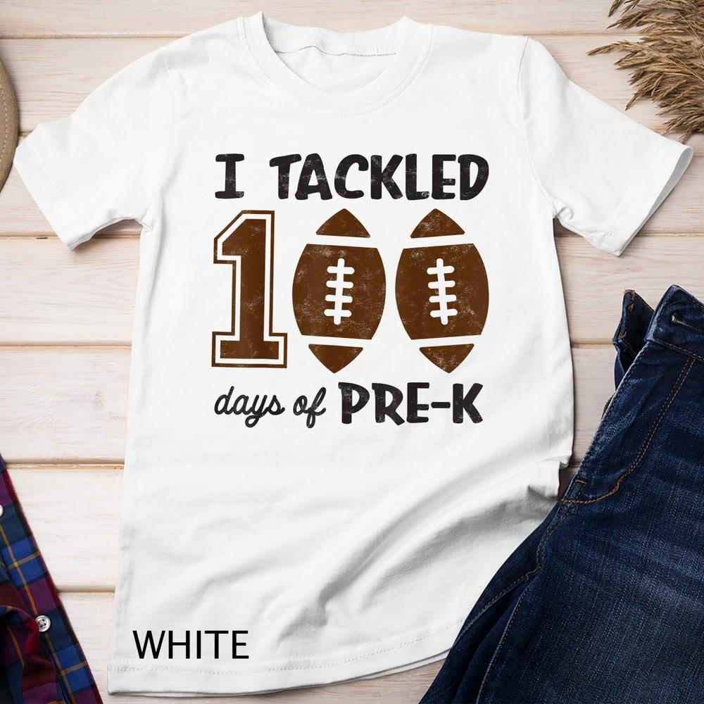 

Pre K 100 Days School Sport Tackled Boy Girl Rugby Teacher Unisex T-shirt L