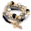 4 Pcs Fashionable and Simple Crystal Bead Pendant with Branches Leaves Versatile Multi-layer Bead Temperament Women's Bracelet