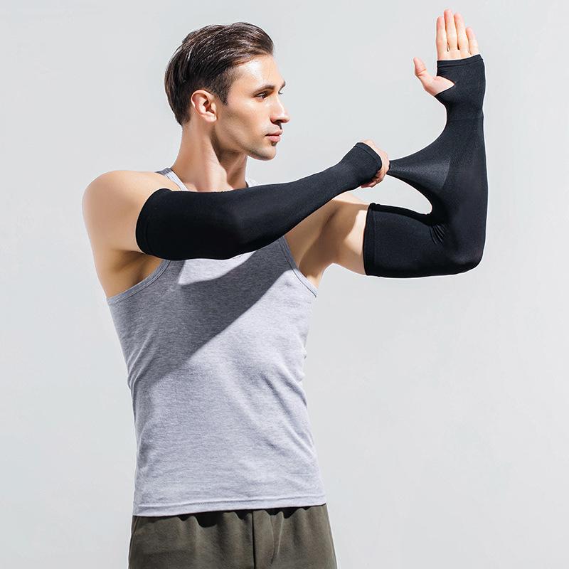 Plus Size Men’s Summer UV Protection Arm Sleeves, Ice Silk Cooling Sleeves, Breathable Loose Sun Sleeves for Cycling Running Outdoor