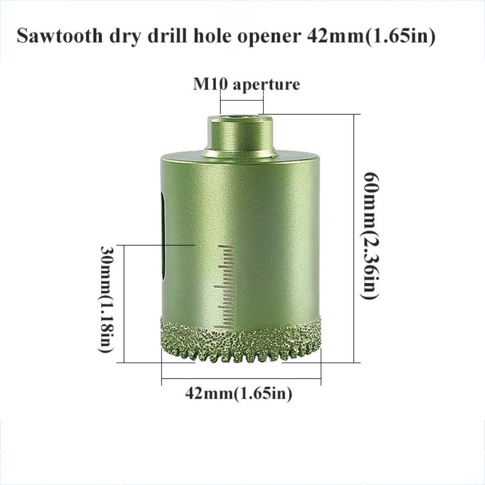 Vacuum Brazed Tile Hole Opener Angle Grinder Dry Drilling Core Drill Bits Less Heat Serrated Dry Drilling Tool Glass Processing