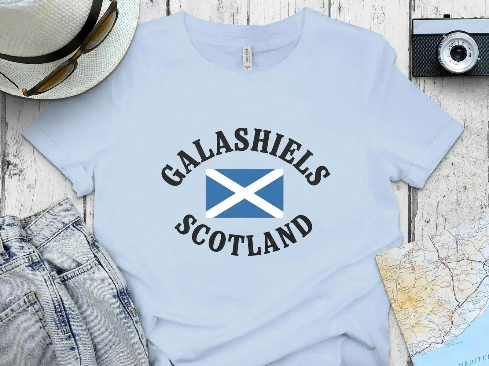 Galashiels Scotland Flag Design Casual Wear T-Shirt 4XL