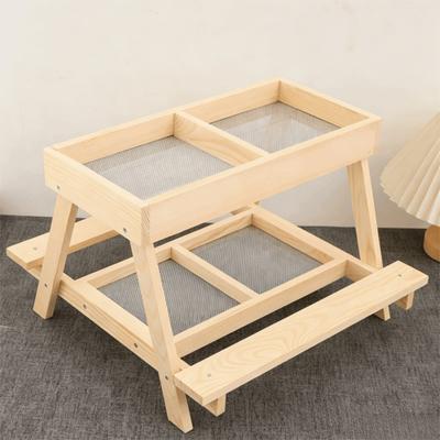 Mesh Bottom Wooden Chicken Feeder Single/Double Layer Chicken Coop Feeder Wild Feeding