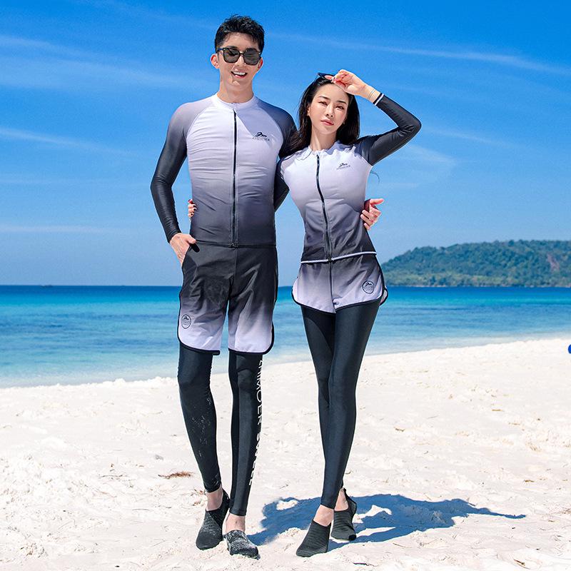 Matching Men's & Women's Sun Protection Split Long Sleeve Wetsuit - Snorkeling & Surfing Suit