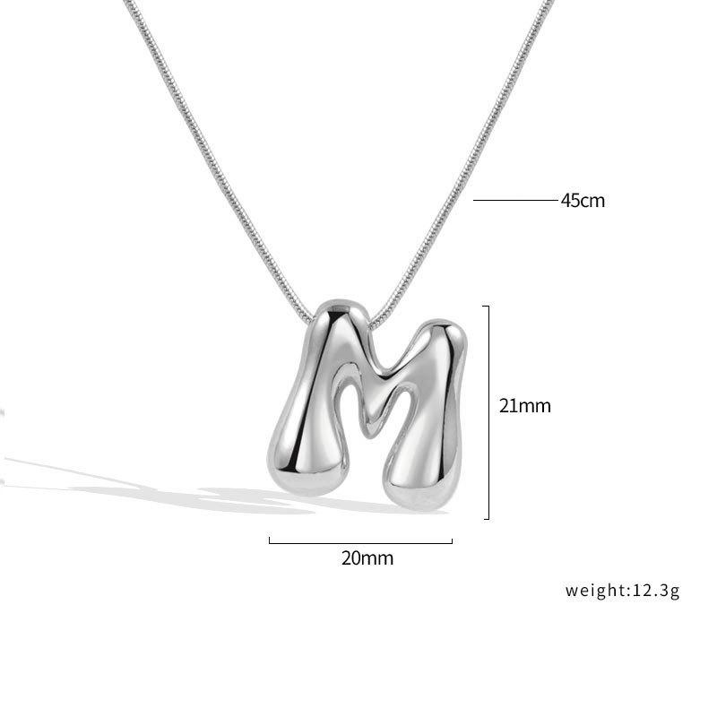 VENTFILLE 925 Sterling Silver 26 Letters Necklace For Women Gift Smooth Cute Balloon Jewelry Accessories Dropshipping Wholesale