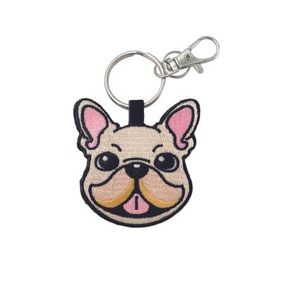 [HINIHAO HI,] 1 Pc French Bulldog Double-Sided Embroidered Keychain
