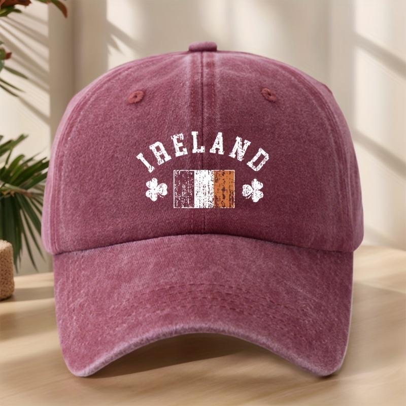 Irish Flag Print Baseball Cap Classic Washed Vintage Style Outdoor Leisure Vacation Sports Sun Hat