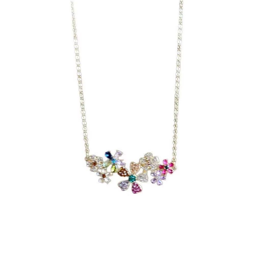 Colored Zircon Zircon Flower Necklace Geometry Design Luxury Jewelry  Women s Jewelry necklace