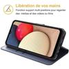 Set of 2 Tempered Glasses + Case for Samsung A14 4G/5G - BOOLING - Full Coverage Anti-Scratch Leather Effect Navy Blue