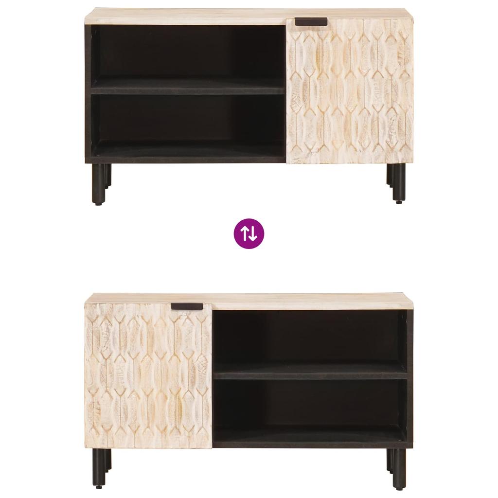 TV Cabinet with Door White Washed Surface 80 x 33 x 46 cm
