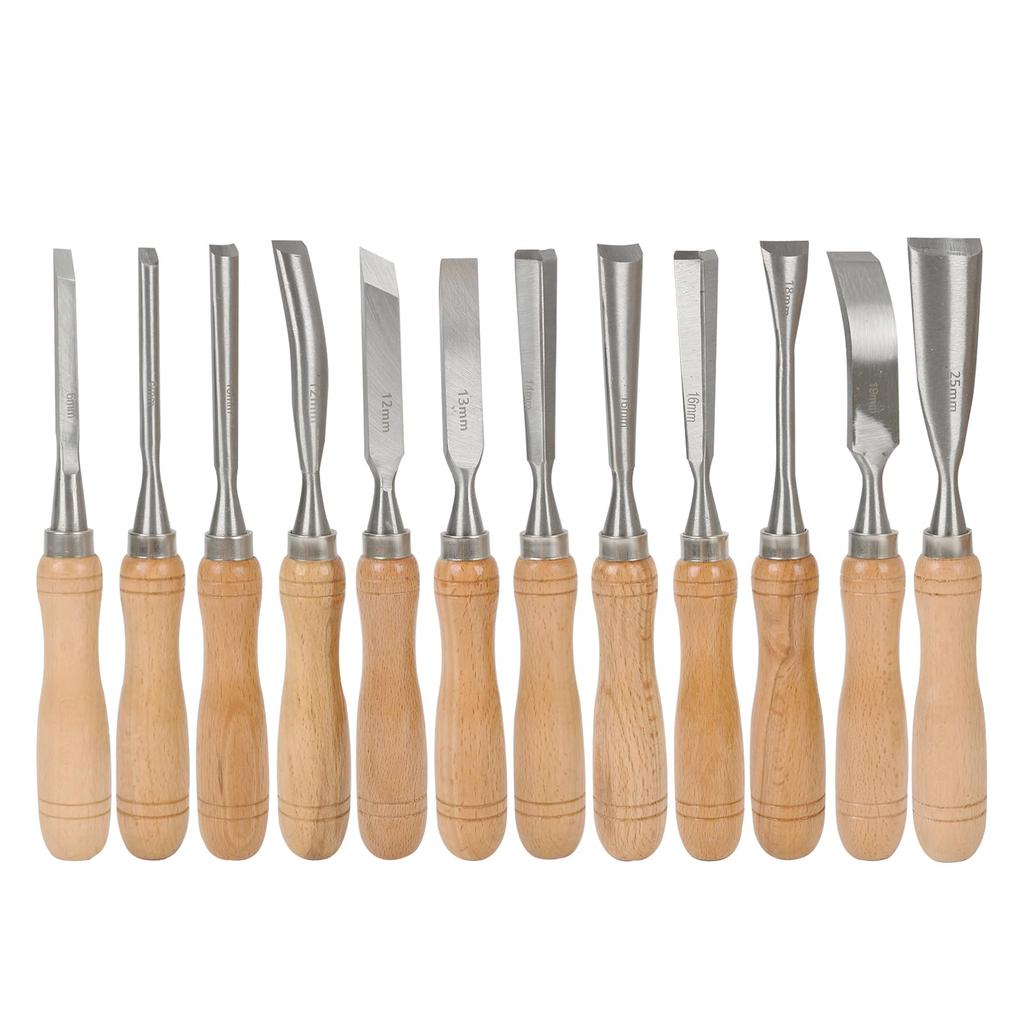Dláto na dřevo Zahrnuje Profesionální Ideální pro Začátečníky a pro a Dodává se v Dřevěné Krabici Čepele Před 12dílnou Sadou, Dláta,