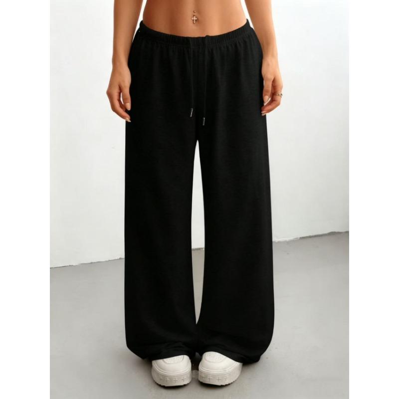 Women S Casual Wide Leg Loose Fit Solid Color Sports Sweatpants