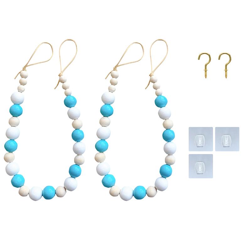 2pcs/set Boho Bead Garlands Curtain Tiebacks Tassel Wood Bead Curtain Rope Holdback Farmhouse Curtain Holders For Drape Decor