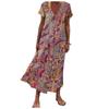 Women's Short Sleeve Maxi Dress Casual Beach Summer Dress V Neck Printed Dress Elegant Dress Dress Loose Dress Boho Dress
