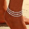 2pcs Shiny Cross Pendant Anklet Set for Women Vintage Simple Zircon Double Layer Beach Anklets Summer Jewelry Holiday Gifts