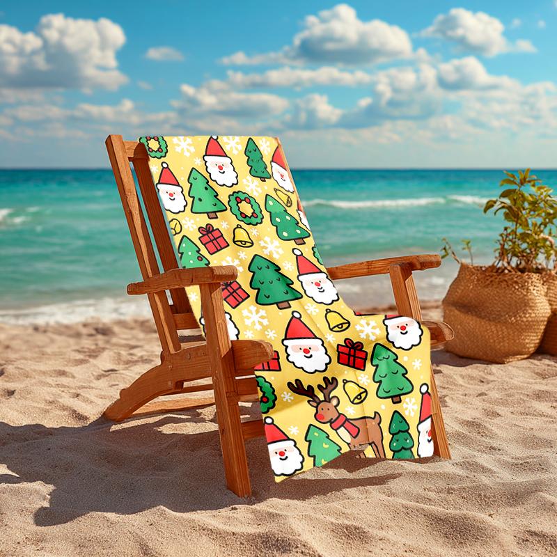 1Pc Christmas Festive Elements Beach Towel Quick Dry Multiuse For Beach Pool Gym Yoga Home Travel Christmas Halloween Xmas Gift S1169