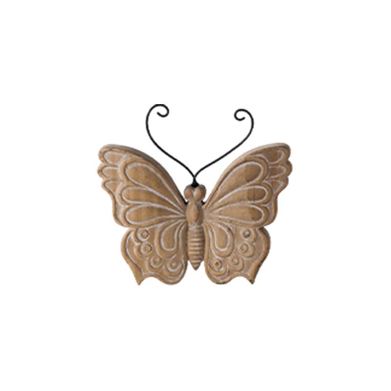 New Chinese Solid Wood Carving Festival Decoration: Wabi-sabi Retro Butterfly Desktop Ornament