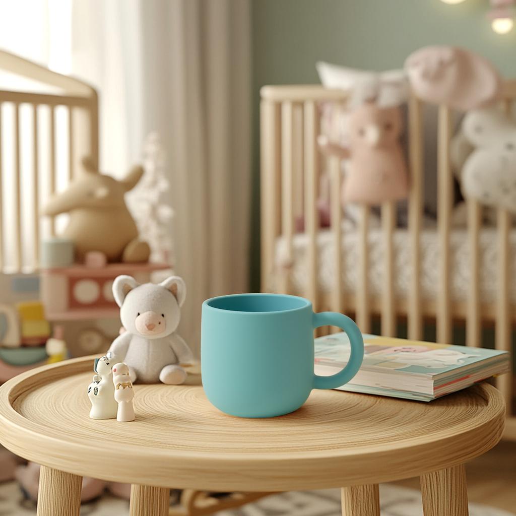 Color Kids 1PCS Silicone Baby Feeding Cup Single Handle Portable Water Bottle Pure Color BPA Free Baby Tableware Shower Gift