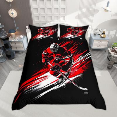Homewish Sport-Thema Bettbezug-Set für Jungen Teenager 2-teilig/3-teilig Eishockey Bettwäsche Ballspiel Bettdeckenbezug-Set
