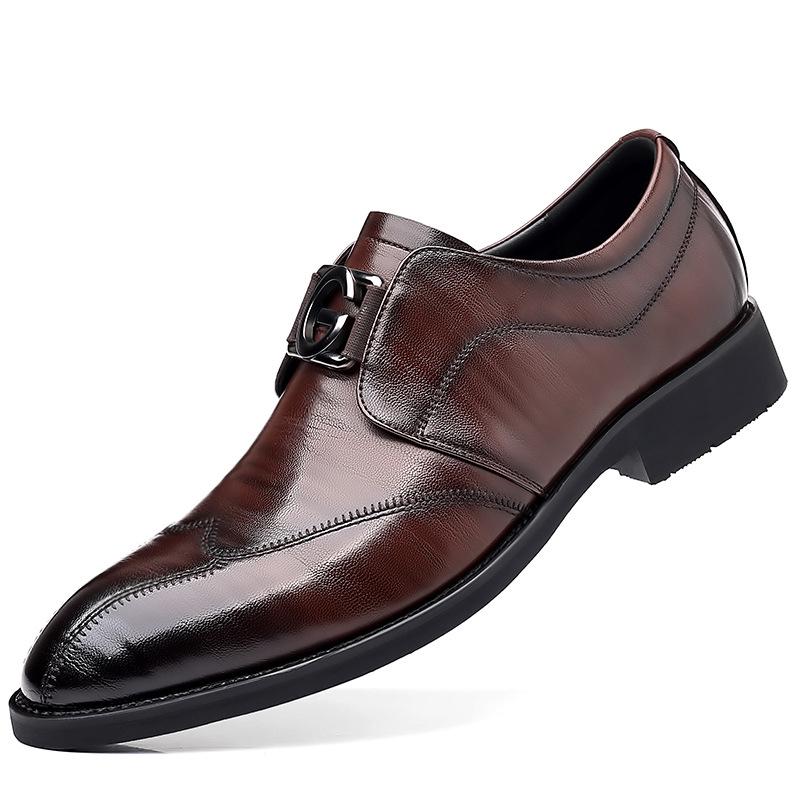 2025 Spring Men's Versatile Leather Slip-ons: Trendy Business & Casual Shoes