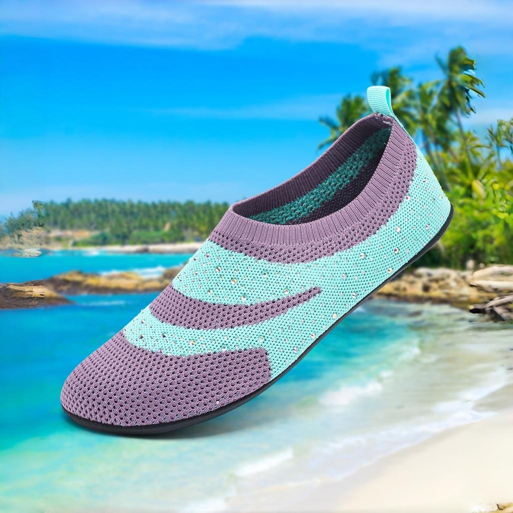 Women Water Shoes Slip On Quick Drying Breathable Mesh Upper Lightweight Outdoor Beach Hiking Aqua Socks