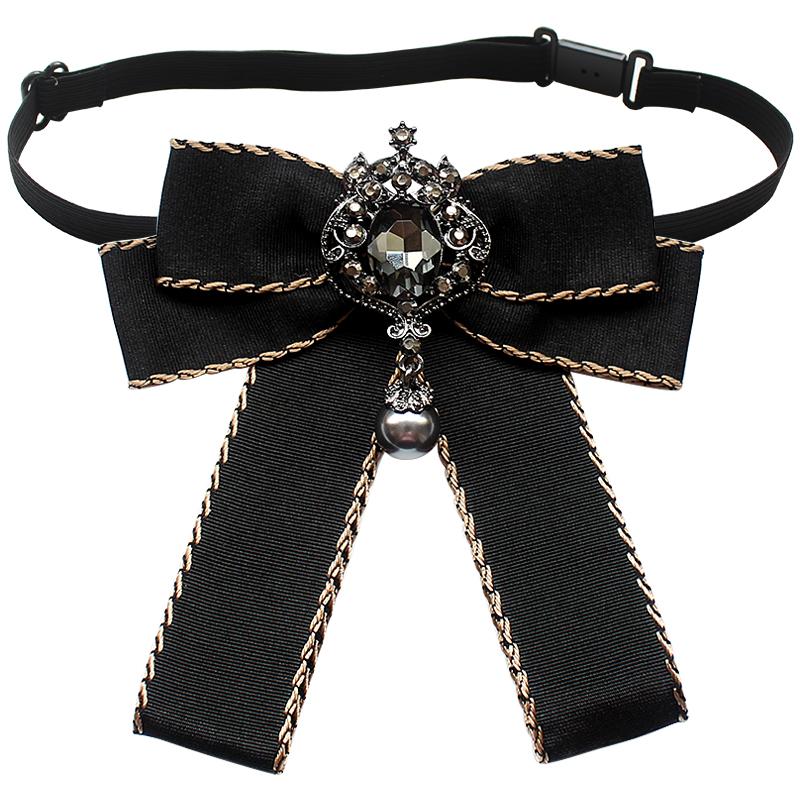 Black Crystal Women Neck Ties Accessories Vintage Bow Tie Women Green Fake Neck Tie For Women Tops and Blouses Shirt Gravata
