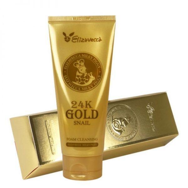 Elizavecca 24K Gold Snail Cleansing Foam 180ml, Moisturizing, KBeauty, Korean Cosmetics, Sample