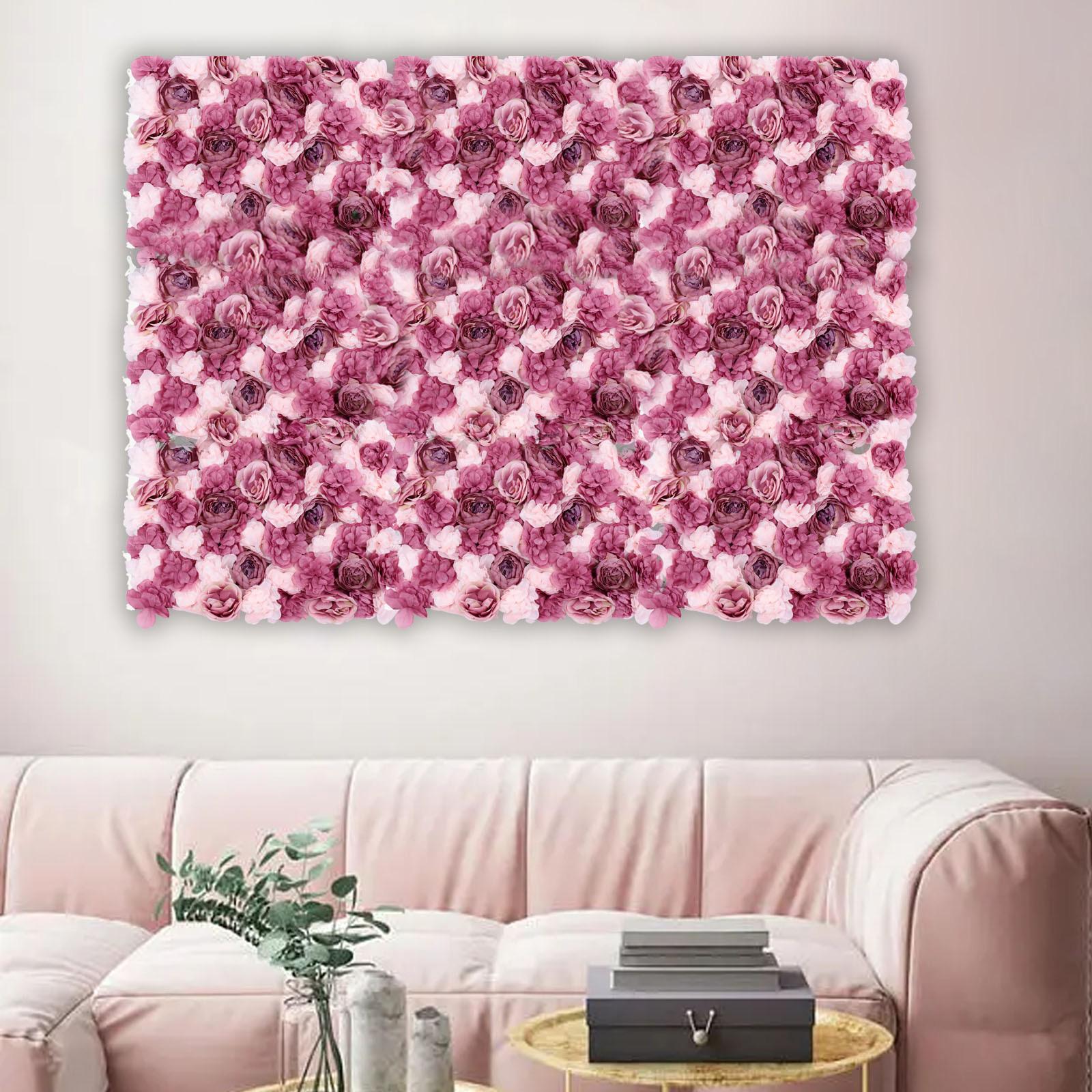 

6 Pack Artificial Flower Wall Panel, Silk Rose Flower Wall Decor, 24x16 Inches, Fake Flower Backdrop for Wedding, Party, Church