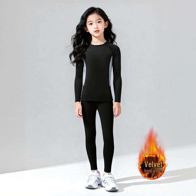Dětský lyžařský oblek HuiLi: Dámské podvlékací triko na podzim a zimu, teplé, s rychleschnoucím povrchem a sametovou podšívkou.