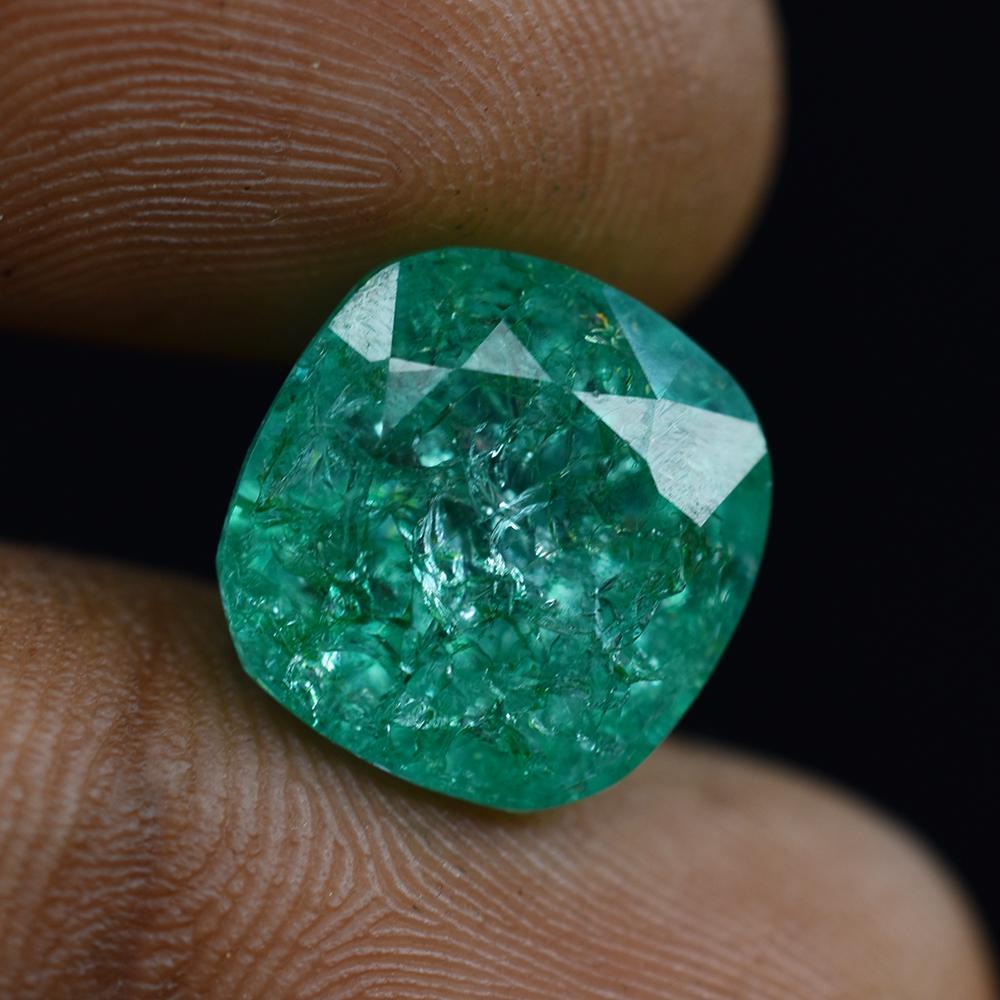 Natural Green Emerald 13.05ct Square Cushion Certified Loose Gemstone