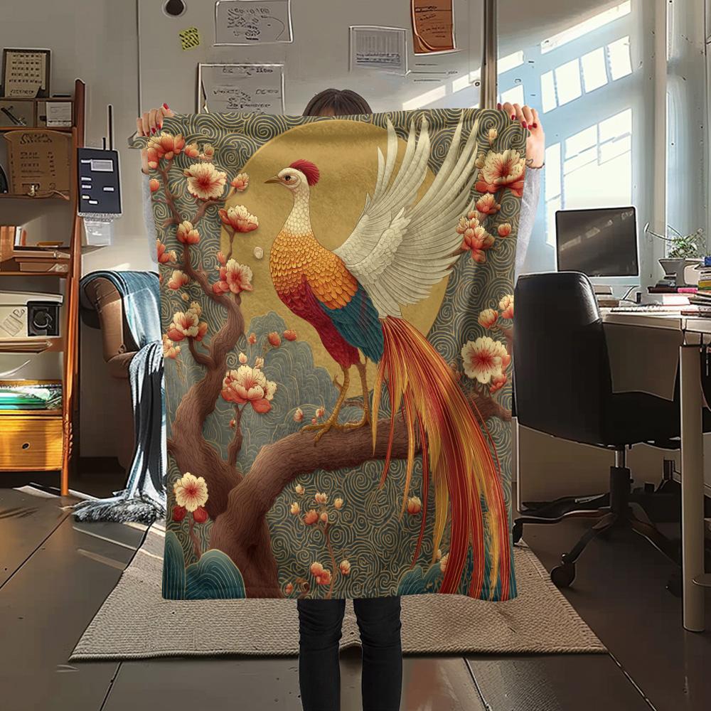 Branch Birds  Print Flannel Blanket, High Quality Comfortable for All Seasons, Home Decor, Warmth and Comfort