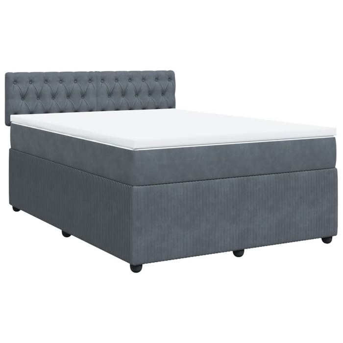 Maison Exclusive - Sommier à lattes de lit et matelas Gris foncé 140x200cm Velours
