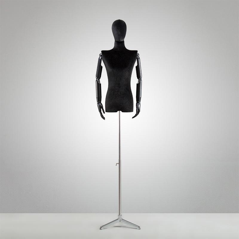 Korean Style Black Off-Shoulder Women's Half Body Mannequin with Right Angle Shoulder and Full Body Display Stand