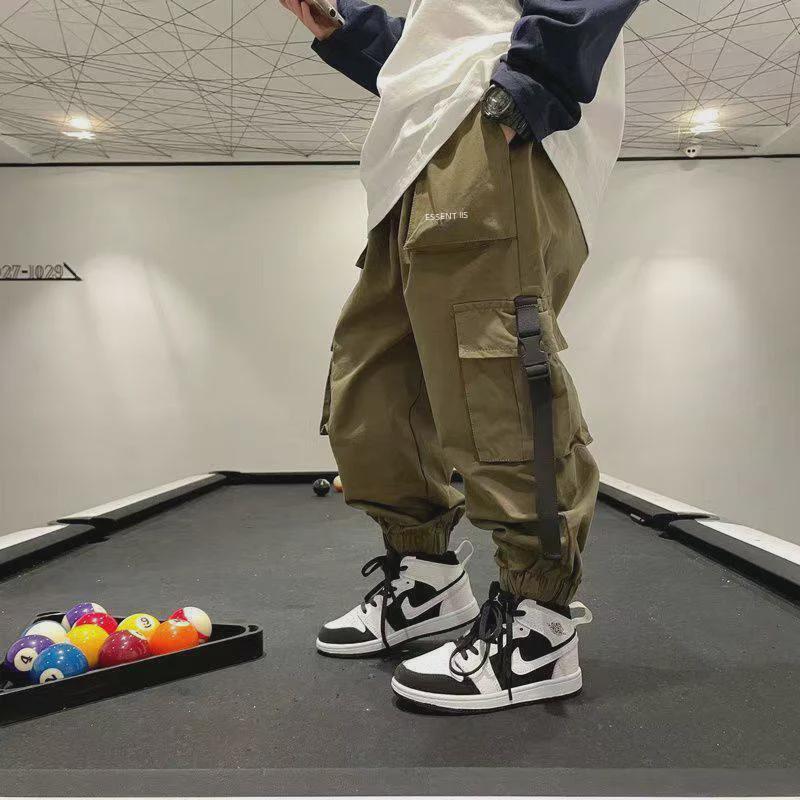 Mono casual de poliéster-algodón para niños - Pantalones de moda de corte holgado para primavera/otoño