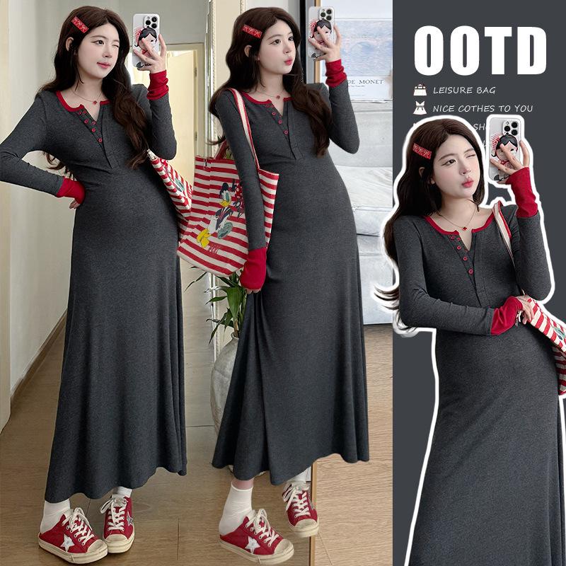2026 Spring French Style Slimming Maternity Maxi Dress – Age-Reducing and Flattering Large