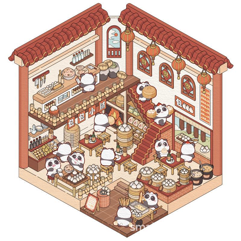 

1-4Pcs Cute Cartoon Miniature Scene 3D Landscaping Stickers DIY Cabin Scene Stacking And Pasting Hand Account Kid Child Gift