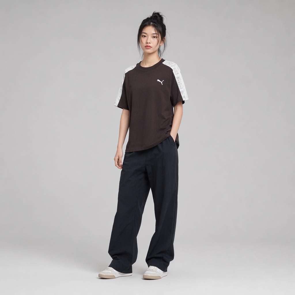 Puma Lace Panel Short Sleeve T7 Sports T-Shirt Women tops 638462-13