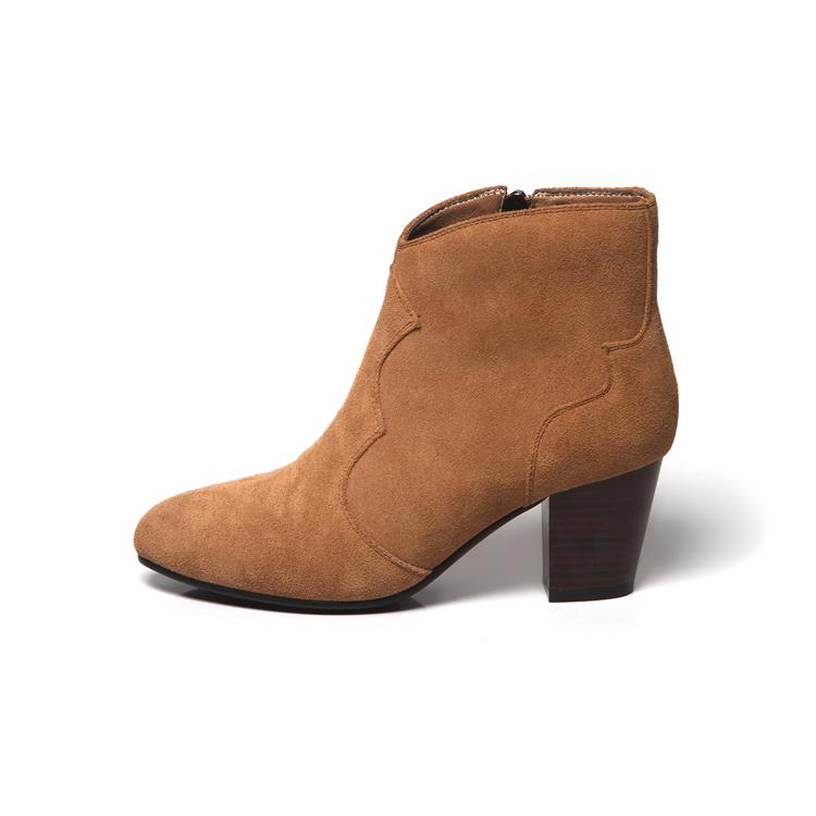 

8. Женские короткие сапоги на высоком каблуке, модные замшевые осенне-зимние новые женские ботинки большого размера на толстом каблуке 40