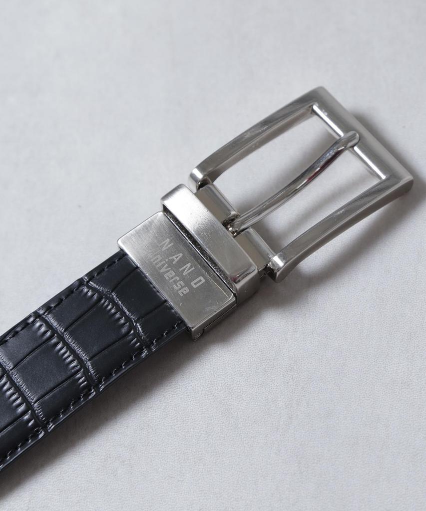 [Nano Universe] Split Leather Reversible Belt for Men, Size F 360, Pattern 1, 668-5150203