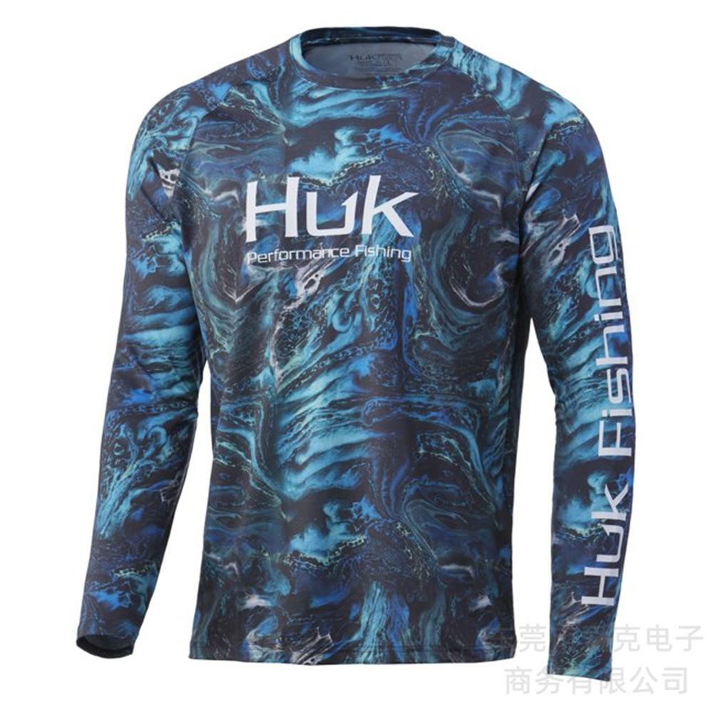 HUK fishing suit summer men s sunscreen outdoor sports fishing shirt quick-drying long-sleeved T-shirt lightweight breathable top XXS
