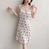 Ice and snow pajamas spring and summer women's sexy suspender vest nightdress thin swing neck print