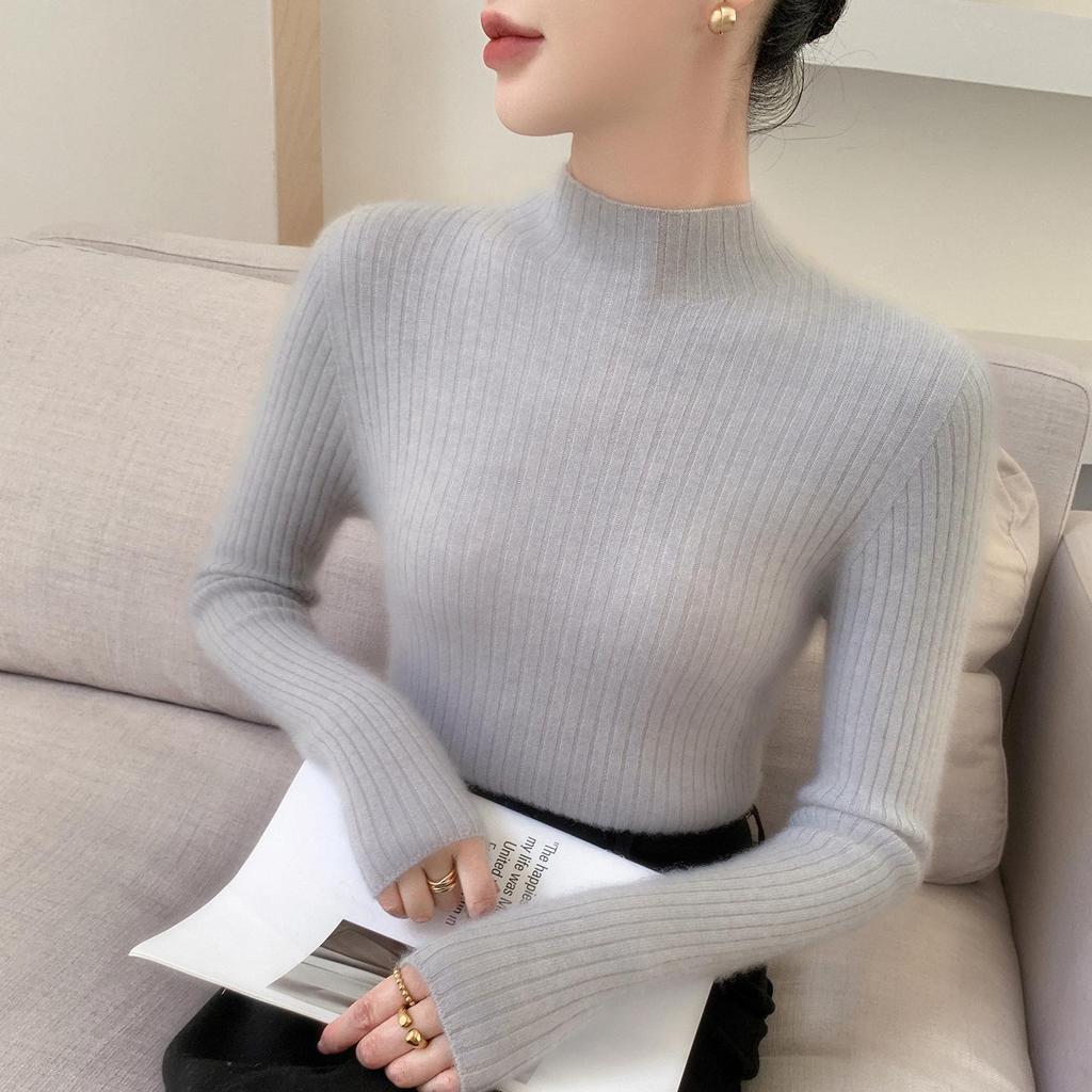Women's Seamless High-Neck Cashmere Sweater - Autumn/Winter Slim Fit Knitwear