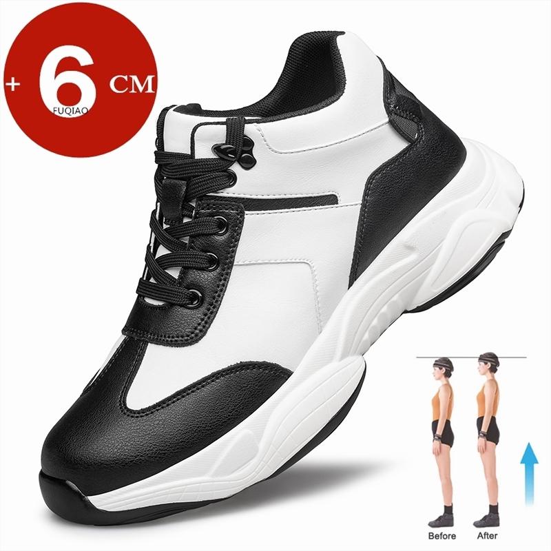 Men Casual Leather Elevator Shoes Hidden Heels Sports Heightening Shoes For Man Increase Insole 6CM Height Shoes Lift Sneakers