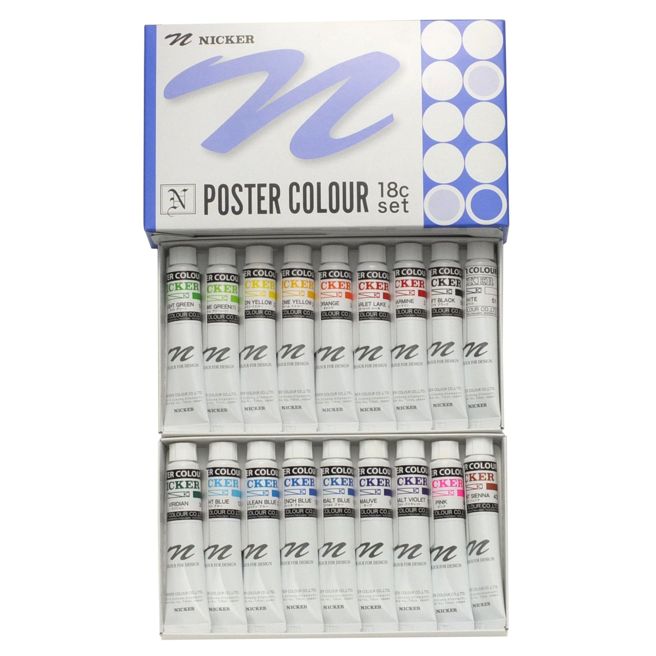 

NICKER Watercolor Paint Poster Color 18 Color Set 20ml (No. 6)