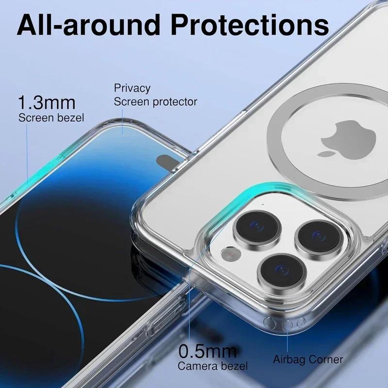 Magnetic Al Transparent Case For For Iphone 17 Air 16 16e 1 14 13 12 11 Pro Max Plus Mini Wireless Charging Cover